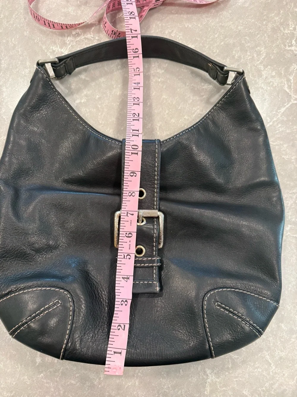 Michael Kors Black Leather Hobo Shoulder Bag Buckle Y2K Slouchy